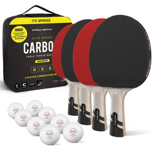 Carbon Fiber Ping Pong Paddles - 4-Player Competition Set