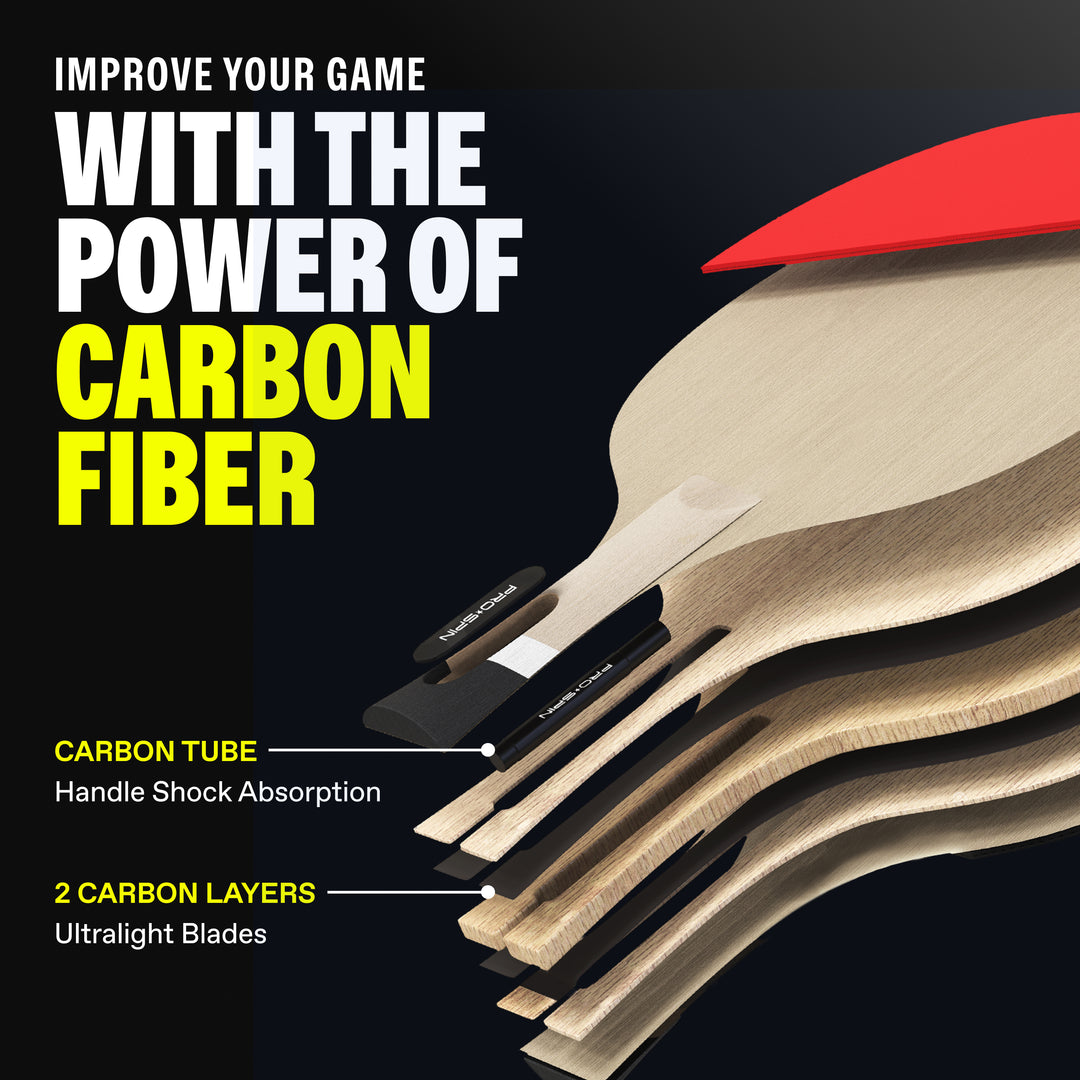 Carbon Fiber Ping Pong Paddles - 4-Player Competition Set