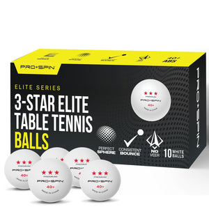 3-Star Elite White Table Tennis Balls