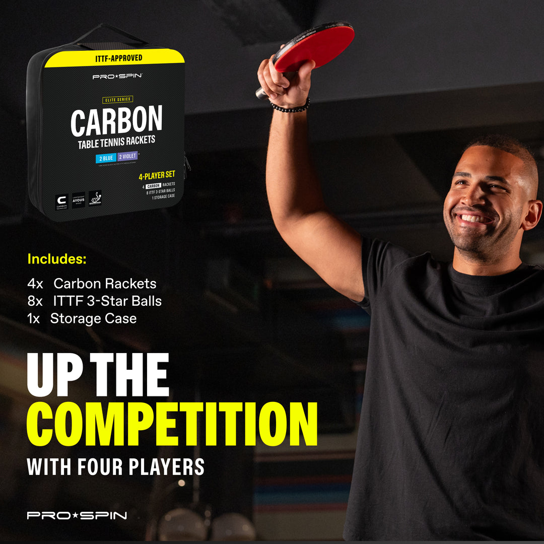 Carbon Fiber Ping Pong Paddles - 4-Player Competition Set